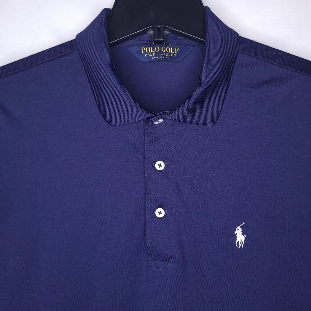 Ralph Lauren Polo Golf Shirt Mens Large Navy Blue Performance